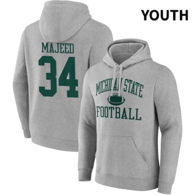 Youth Michigan State Spartans NCAA #34 Khalil Majeed Gray NIL 2022 Fanatics Branded Gameday Tradition Pullover Football Hoodie KV32P58VJ